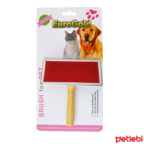 EuroGold Tahta Saplı Kedi ve Köpek Fırçası 11,5x13,5cm [L]