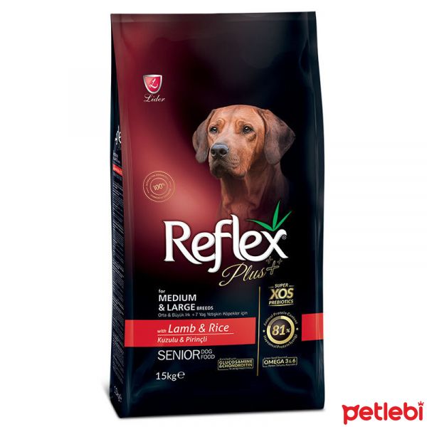 Reflex Plus Orta ve Büyük Irk +7 Yaş için Kuzu Etli Yaşlı Köpek Maması 15kg