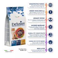 Exclusion Monoprotein Sığır Etli ve Narlı Düşük Tahıllı Kısırlaştırılmış Kedi Maması 1,5kg