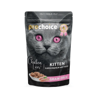 ProChoice Pouch Jöle İçinde Tavuklu ve Ciğerli Tahılsız Yavru Kedi Konservesi 85gr