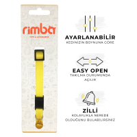 Rimba Zilli Kolay Açılabilen Kedi Boyun Tasması 22-30cm/10mm (Sarı)