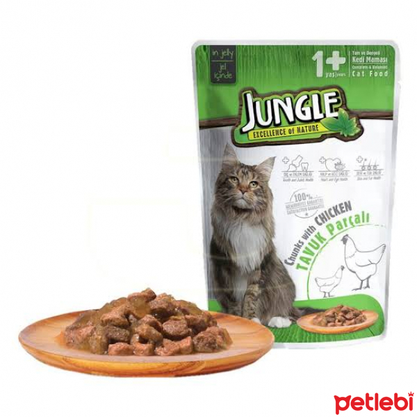 Jungle Tavuk Eti Parçalı Soslu Yetişkin Pouch Kedi Konservesi 100gr