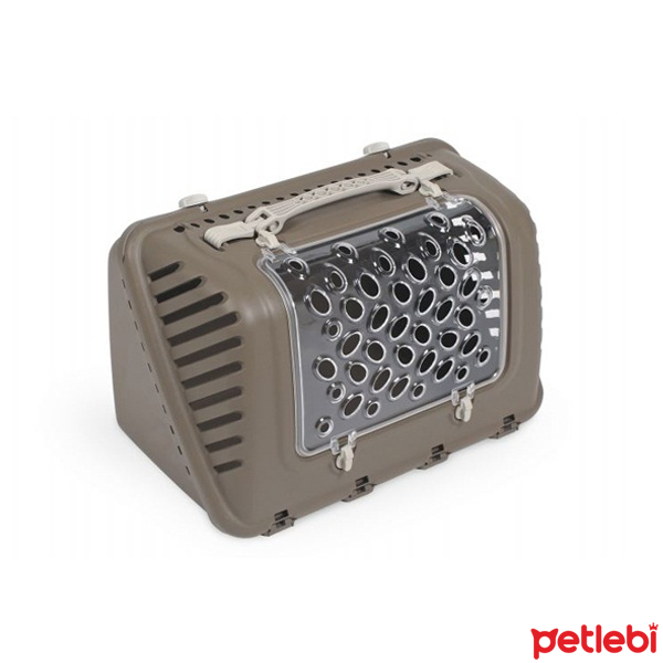 PBag Şeffaf Kapılı Kedi ve Köpek Taşıma Çantası 44x26x28cm (Kahverengi