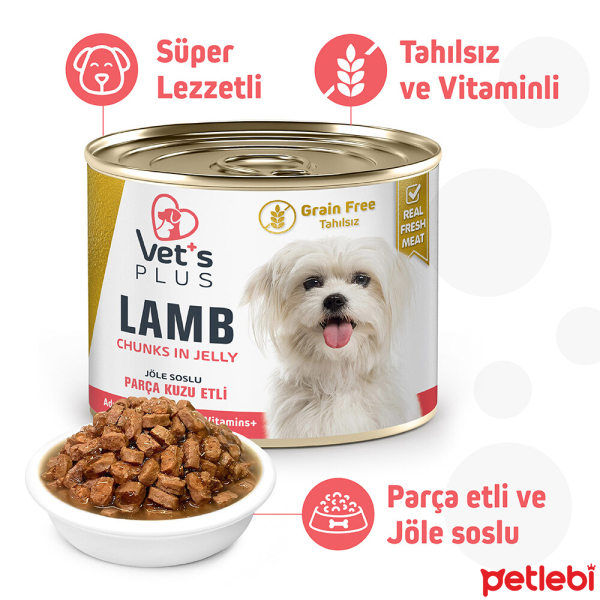Vet S Plus Jole Soslu Parca Kuzu Etli Tahilsiz Kopek Konservesi 200gr Tanitim Firsat Urunu Satin Al Petlebi