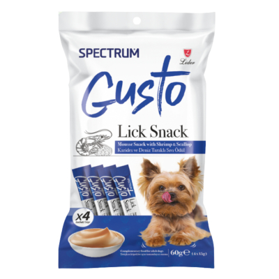 Spectrum Gusto Lick Snack Karidesli ve Deniz Taraklı Krema Köpek Ödül Maması 15gr (4'lü)