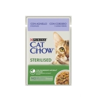 Cat Chow Pouch Sos İçinde Kuzu Etli ve Yeşil Fasulyeli Kısırlaştırılmış Kedi Konservesi 85gr