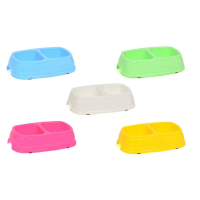 Flip Kedi ve Küçük Irk Köpekler için İkili Mama ve Su Kabı 20cm 2x200ml (Karışık Renkli)